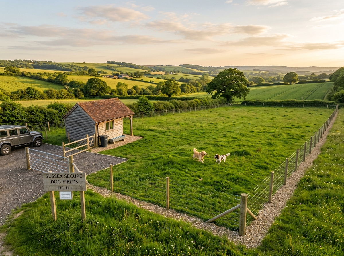 Converted 2-acre secure dog meadow in Sussex