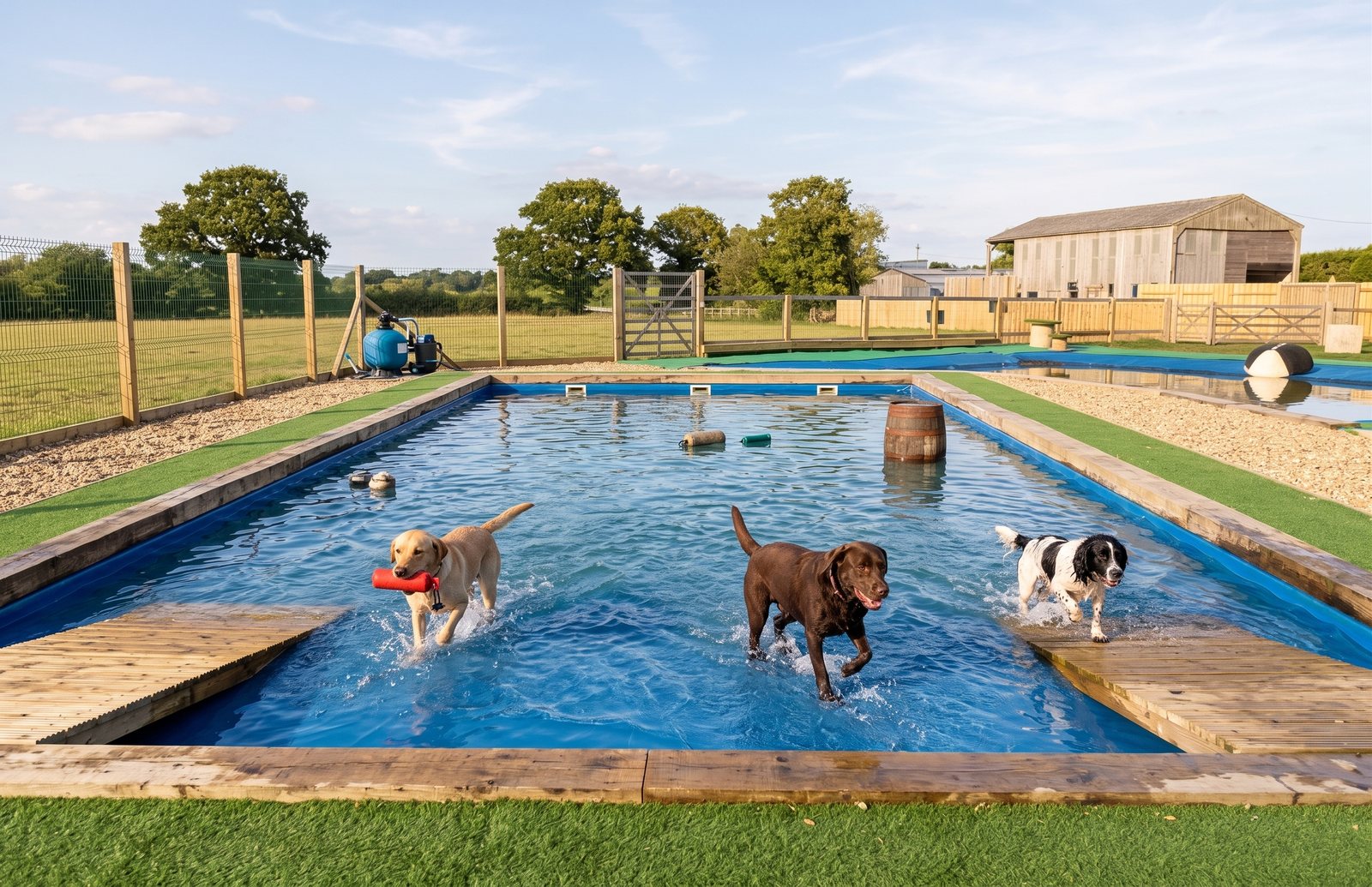 Filtered Canine Splash Pool with safe 1ft wading depth