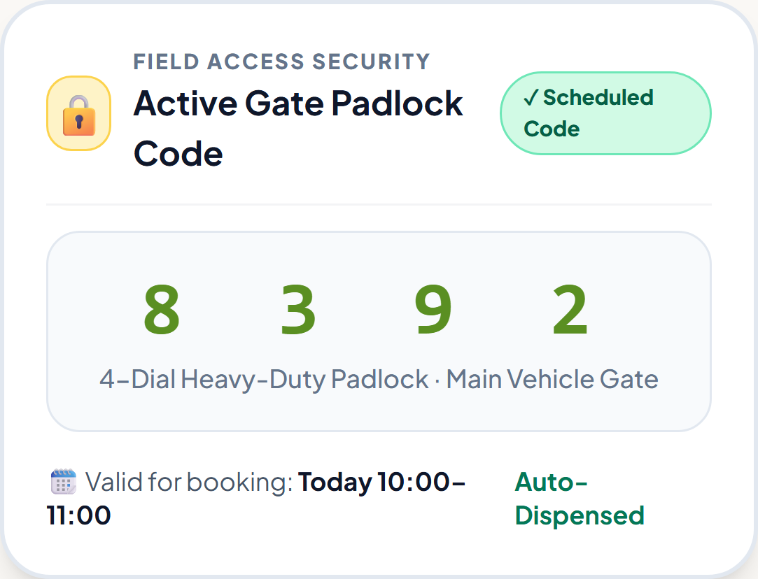 Scheduled Gate Padlock Access code in live app