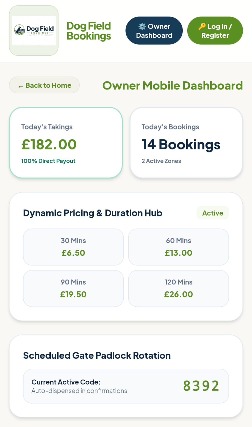 Mobile Owner Dashboard in live app