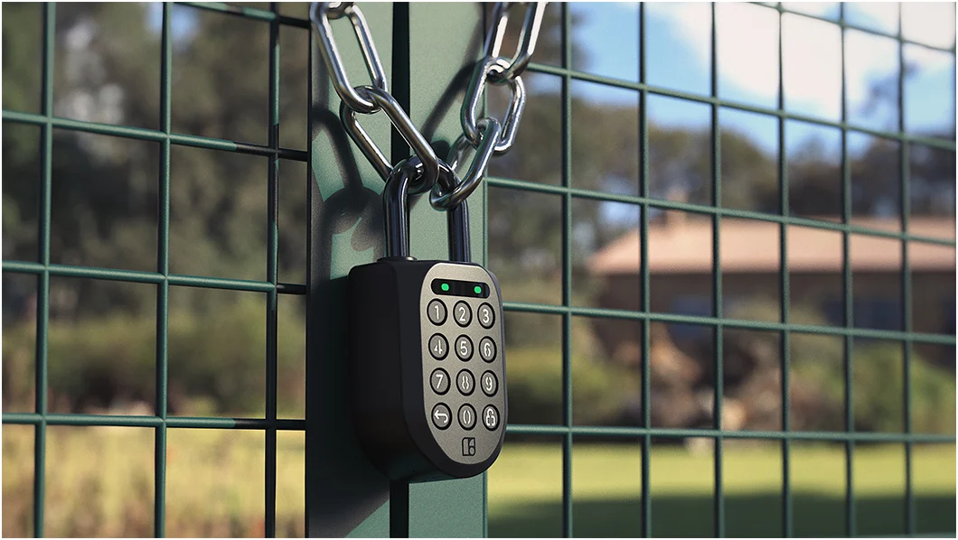 igloohome Smart Padlock 2 on farm security gate